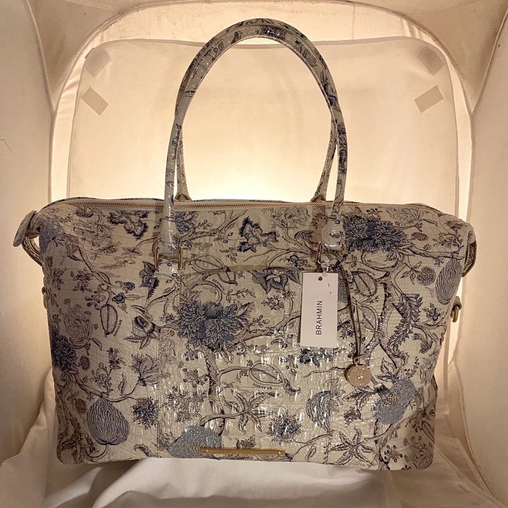 Brahmin Duxbury Blue Jelly Leather Weekend Bag NWT